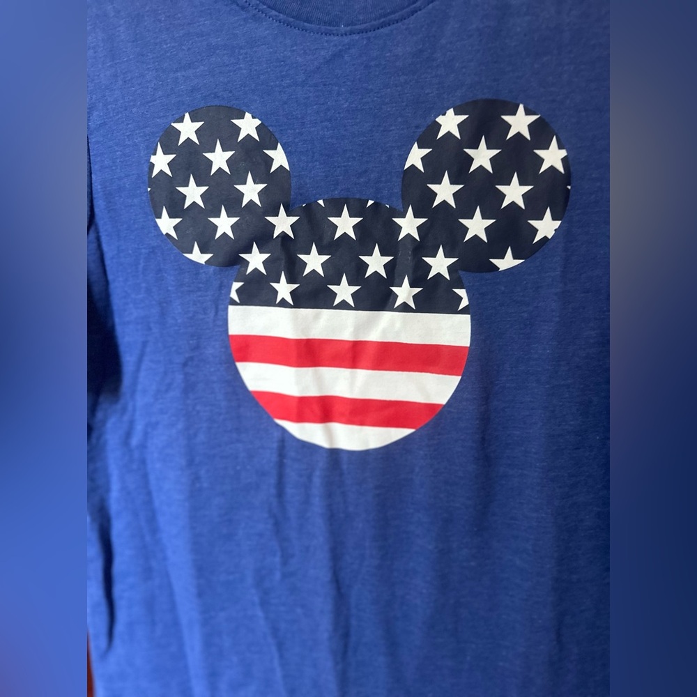 🆕 Disney Blue Mickey Mouse American Flag Tee. Youth Size Large. NWT. Super Soft! - Picture 2 of 7